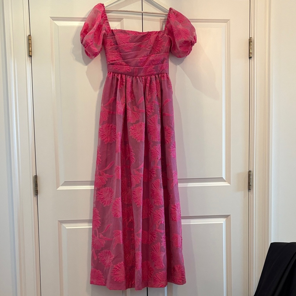 Monique Lhuillier Pink Floral Gown